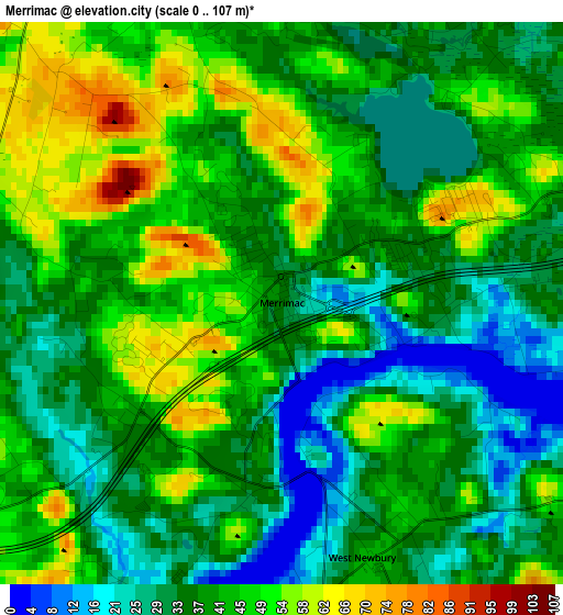 Merrimac elevation map