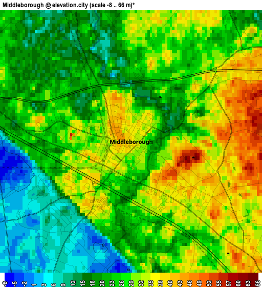 Middleborough elevation map