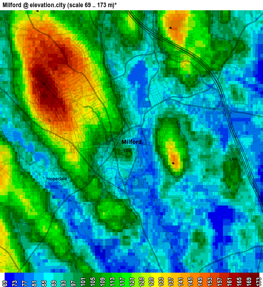 Milford elevation map