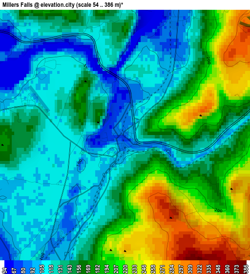 Millers Falls elevation map