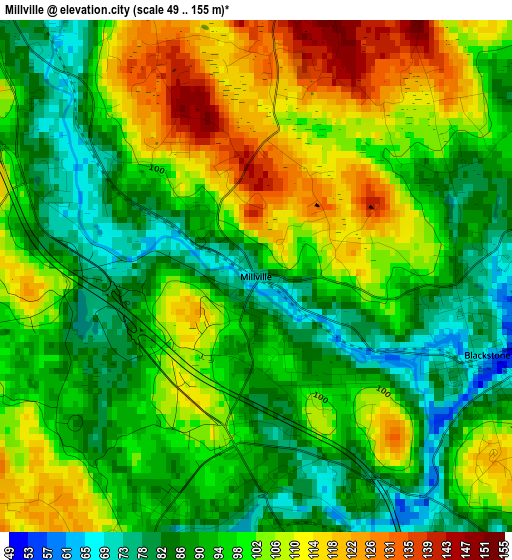 Millville elevation map