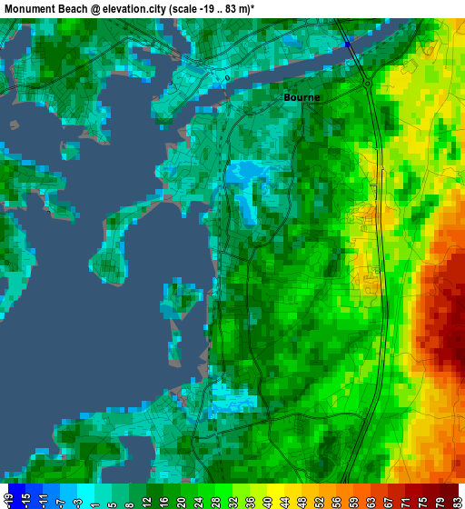 Monument Beach elevation map