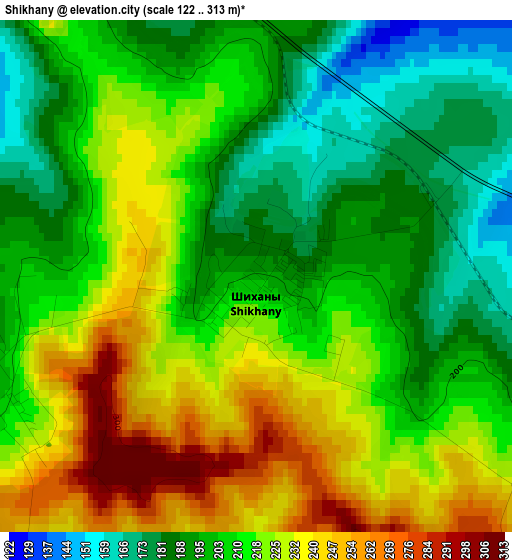 Shikhany elevation map