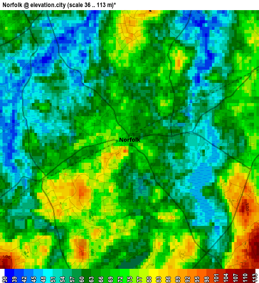 Norfolk elevation map