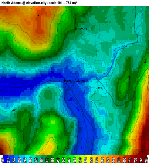 North Adams elevation map