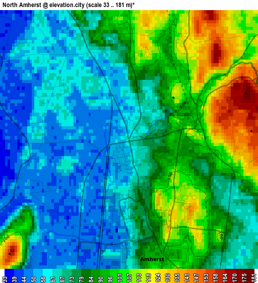 North Amherst elevation map