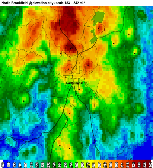 North Brookfield elevation map