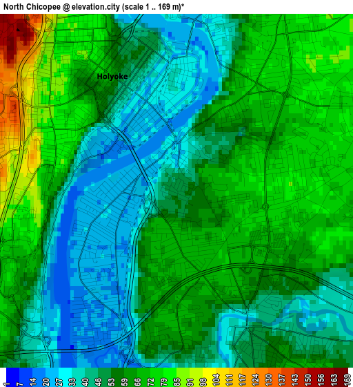 North Chicopee elevation map