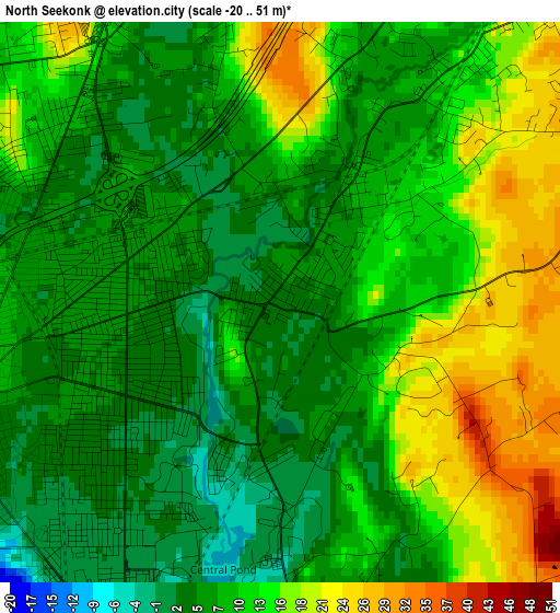 North Seekonk elevation map