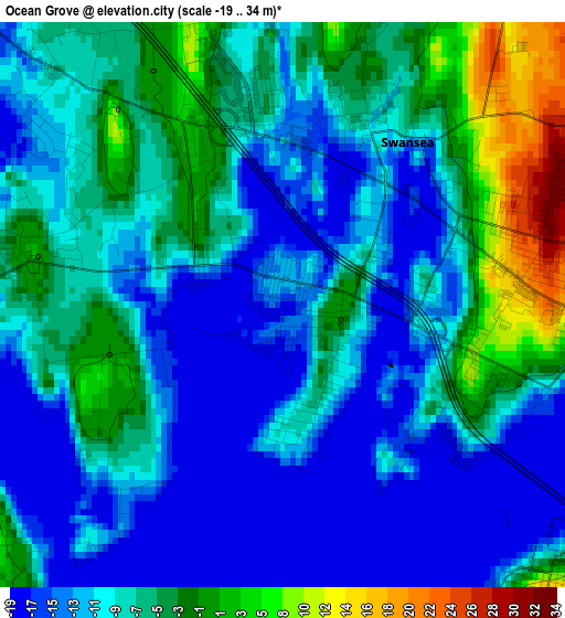 Ocean Grove elevation map