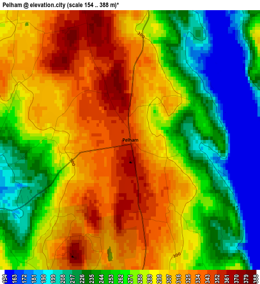 Pelham elevation map