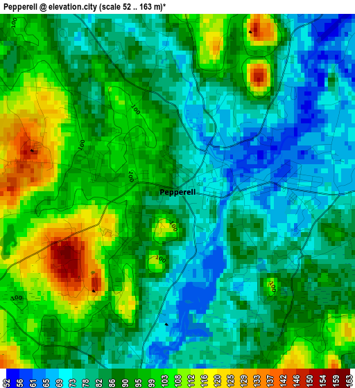 Pepperell elevation map