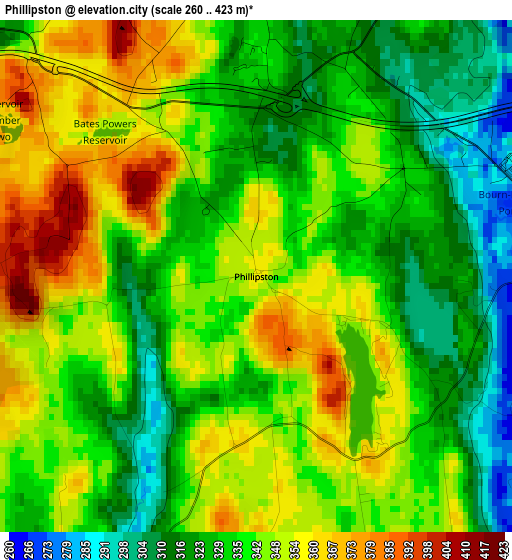 Phillipston elevation map