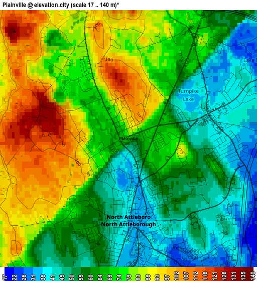 Plainville elevation map