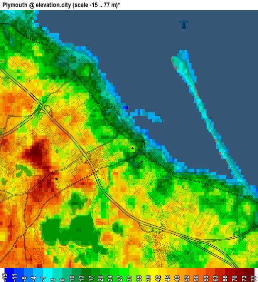 Plymouth elevation map