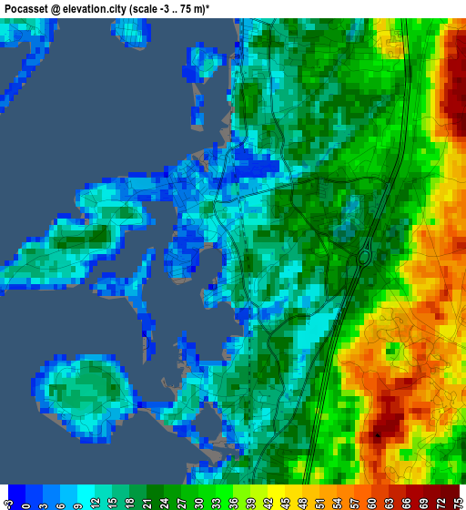 Pocasset elevation map