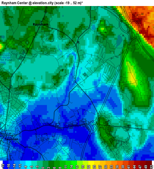 Raynham Center elevation map