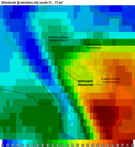 Shenkursk elevation map