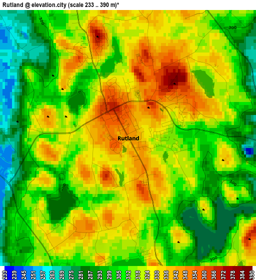 Rutland elevation map