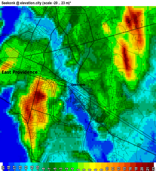 Seekonk elevation map