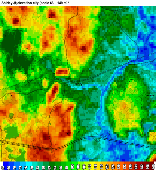 Shirley elevation map