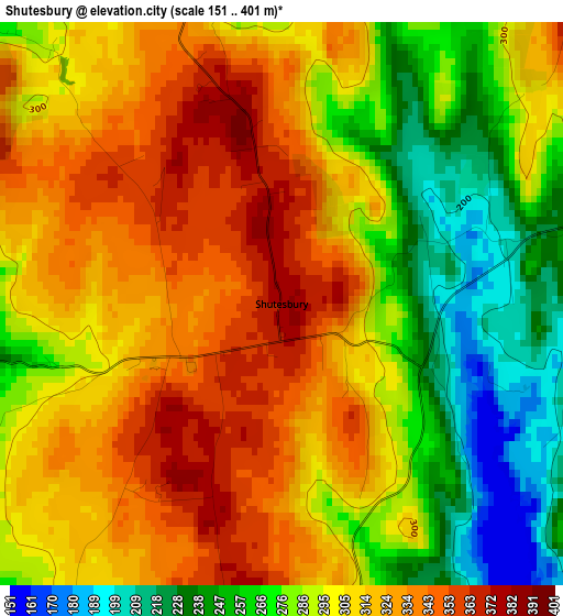 Shutesbury elevation map