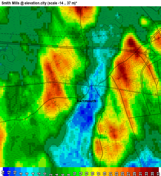 Smith Mills elevation map