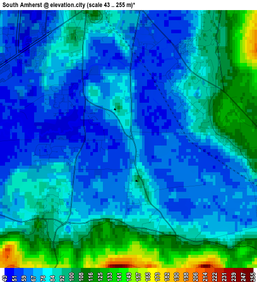 South Amherst elevation map