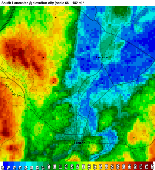 South Lancaster elevation map