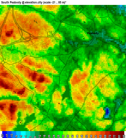 South Peabody elevation map