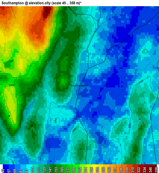 Southampton elevation map