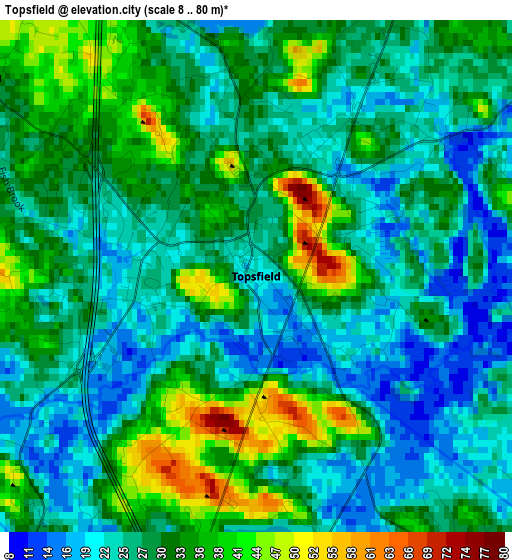 Topsfield elevation map