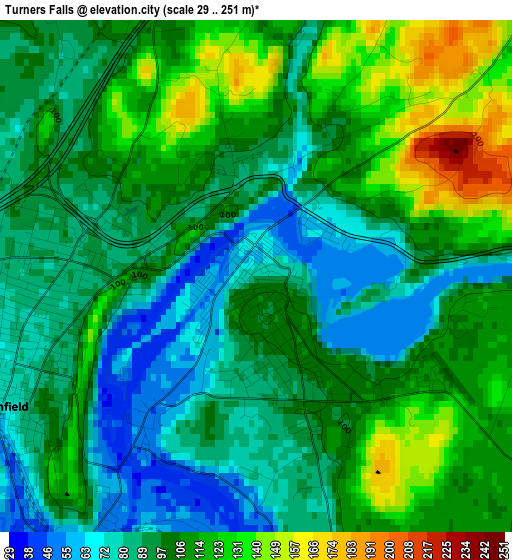 Turners Falls elevation map