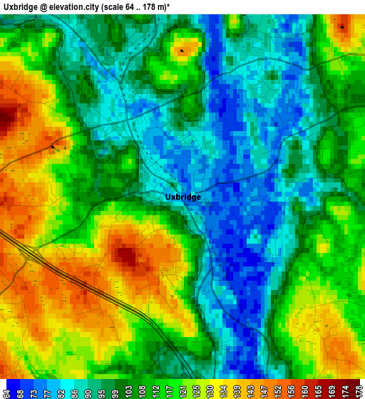 Uxbridge elevation map