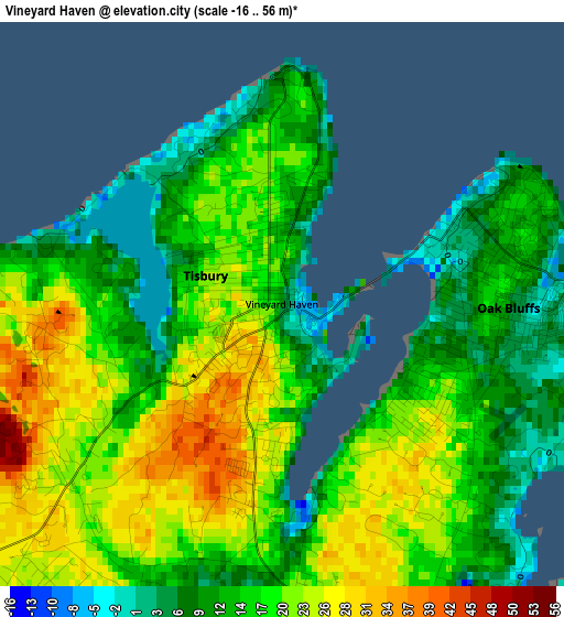 Vineyard Haven elevation map