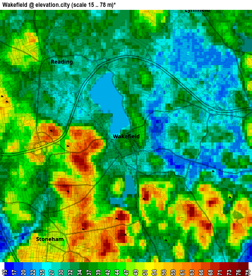 Wakefield elevation map