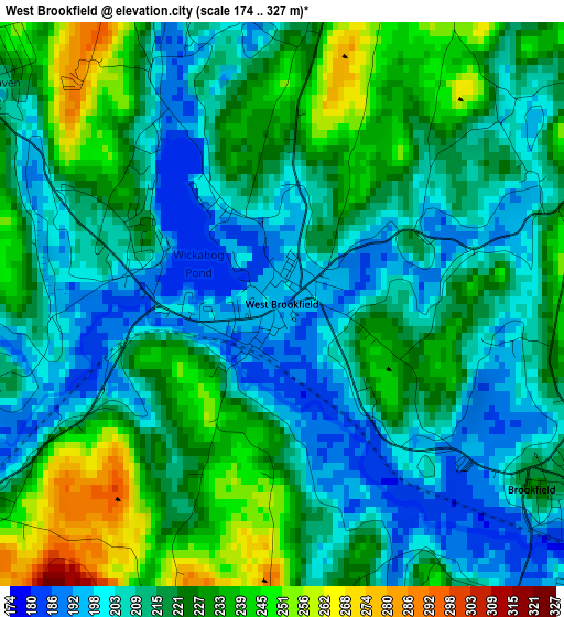 West Brookfield elevation map