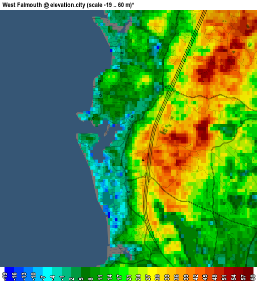 West Falmouth elevation map