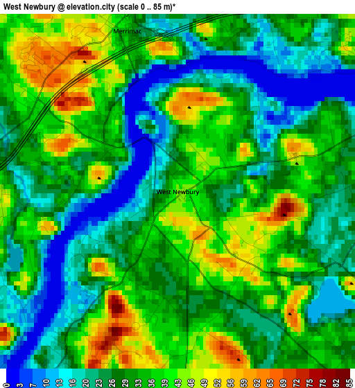 West Newbury elevation map