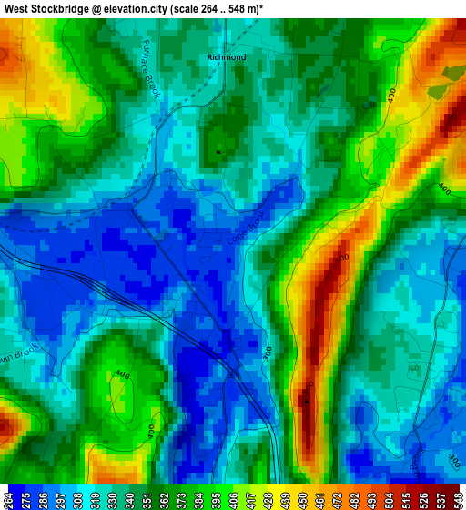 West Stockbridge elevation map