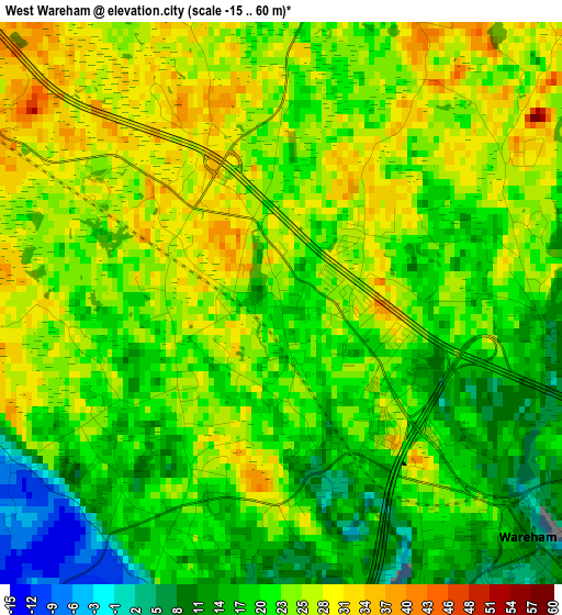 West Wareham elevation map