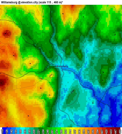 Williamsburg elevation map