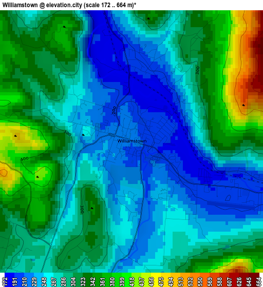 Williamstown elevation map