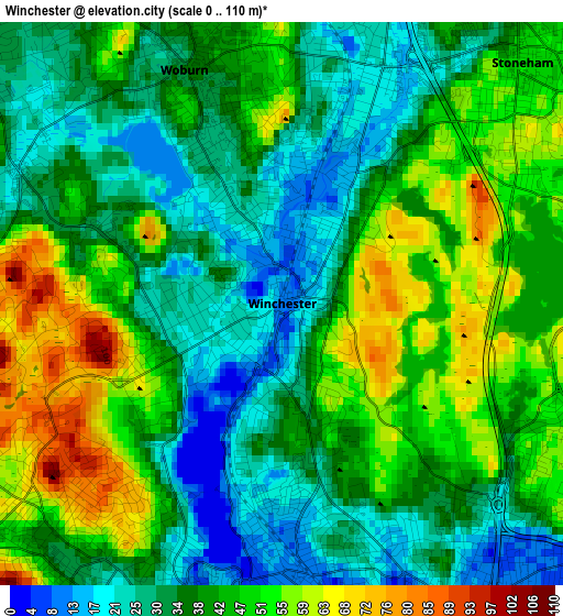 Winchester elevation map