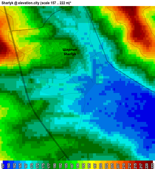 Sharlyk elevation map