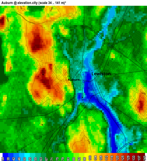 Auburn elevation map