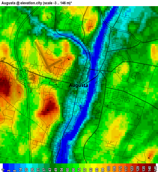 Augusta elevation map