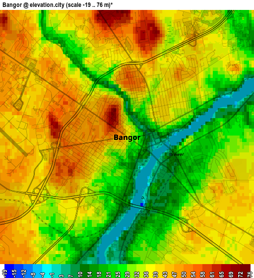 Bangor elevation map