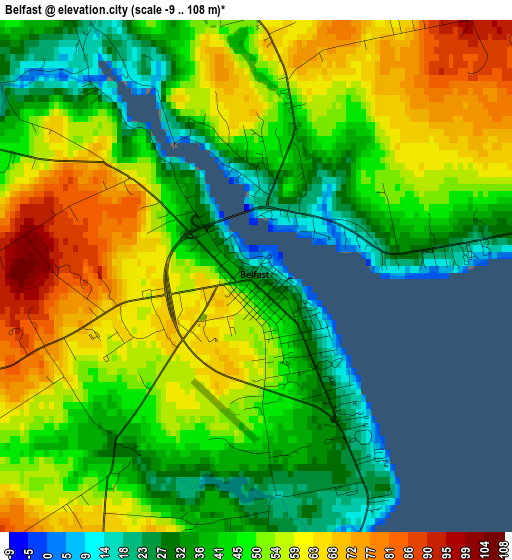 Belfast elevation map