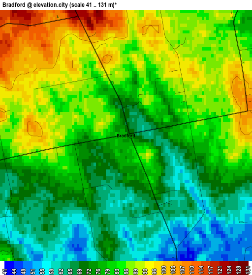 Bradford elevation map